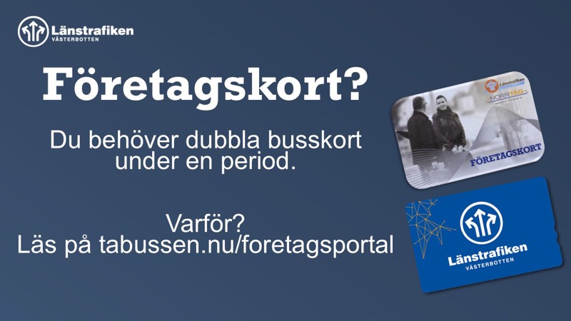 Länstrafikens nya och gamla företagskort, se beskrivning